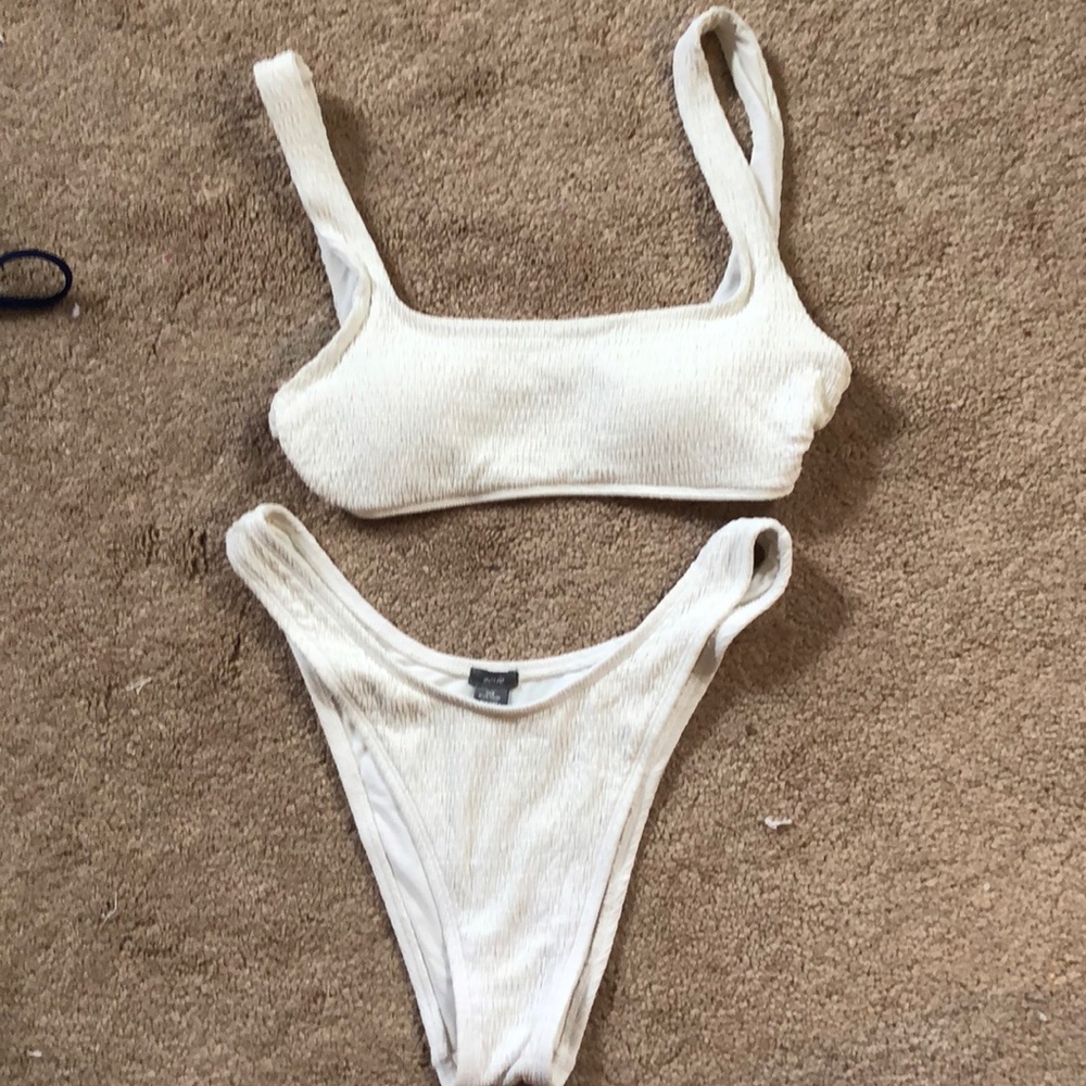 Aerie white scrunched high leg bikini